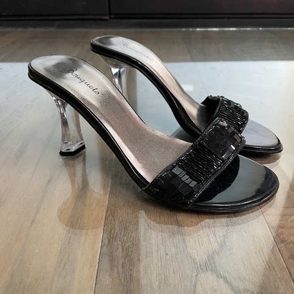 Excellent Condition "Shyla" Acrylic & Sequined Mule Heels - Picture 1 of 9